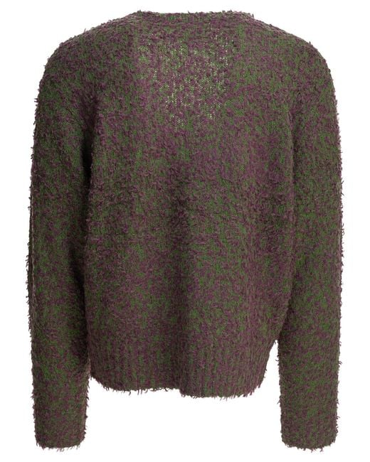 Stussy Green Stüssy Textured V-Neck Cardigan for men