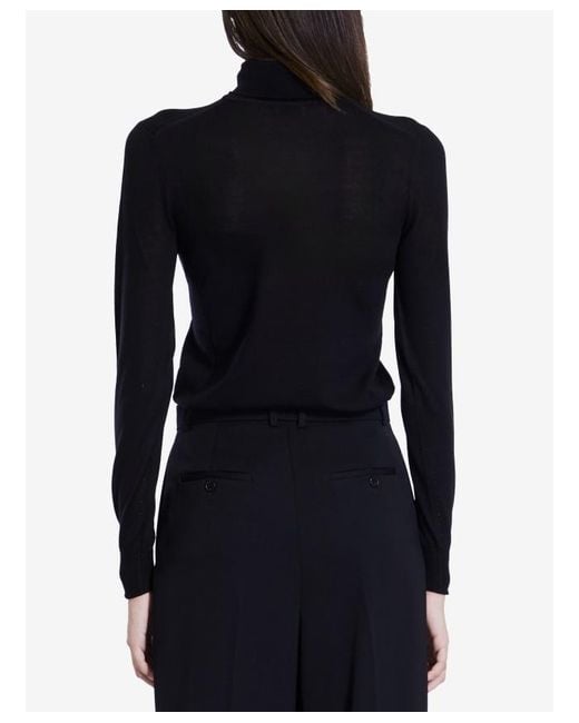 Saint Laurent Black Cassandre Turtleneck Long-Sleeved Jumper