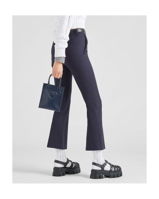 Prada Blue Straight Leg Tailored Pants