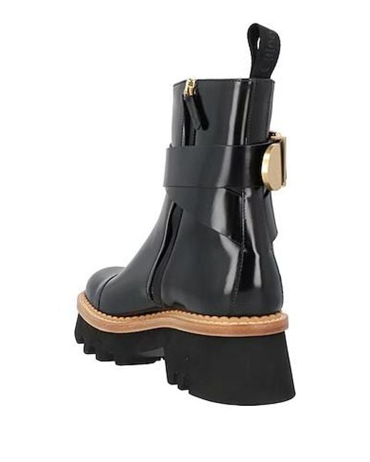 Chloé Black Patent Leather Block-Heel Boots