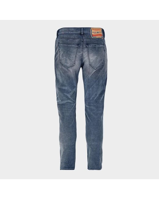 DIESEL Blue Solid Color Tapered Jeans for men