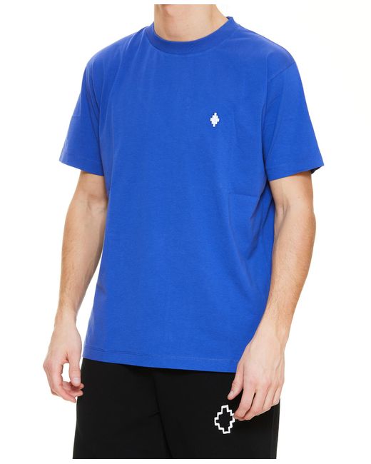 Marcelo Burlon Blue County Of Milan Motif Printed Crewneck T-Shirt for men