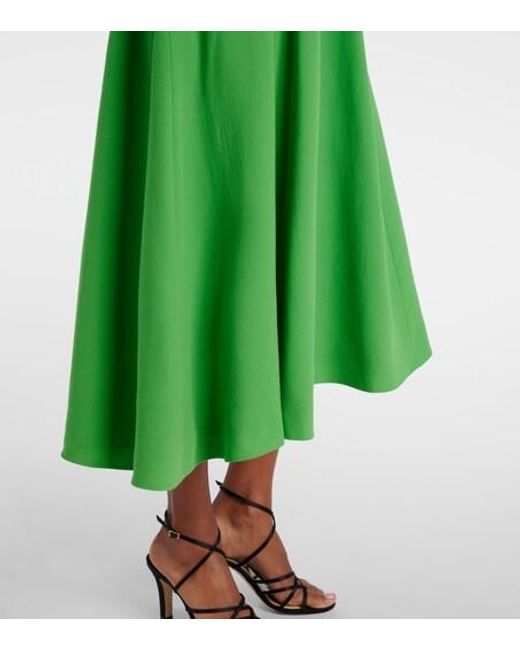 Emilia Wickstead Green Camilla Belted Wool Midi Dress