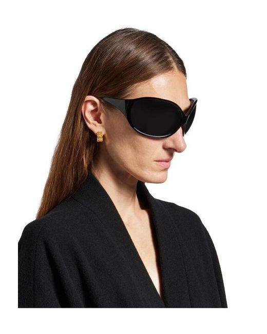 Balenciaga Metallic Logo Lettering Earrings