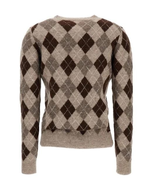 P.A.R.O.S.H. Brown Plaid-Knit Sweater