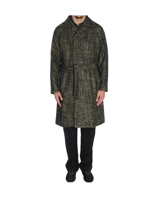 Tagliatore Green Salomon Diagonal-Pattern Midi Coat for men