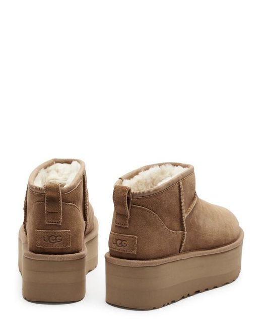 Ugg Brown Classic Ultra Mini Suede Flatform Boots