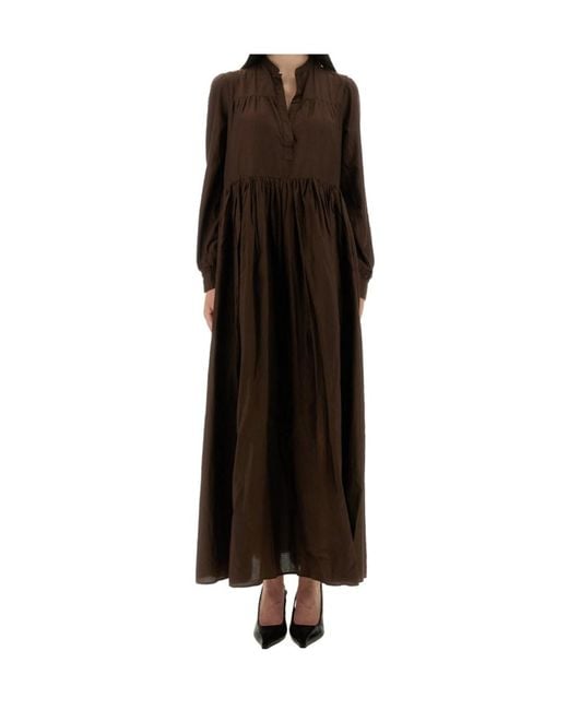 Aspesi Brown Gathered Midi Dress