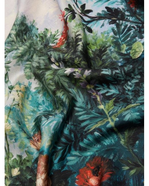 Max Mara Green Printed Silk Foulard