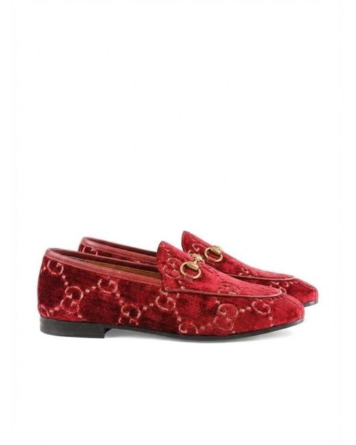 Gucci Red Jordaan Gg Velvet Loafer