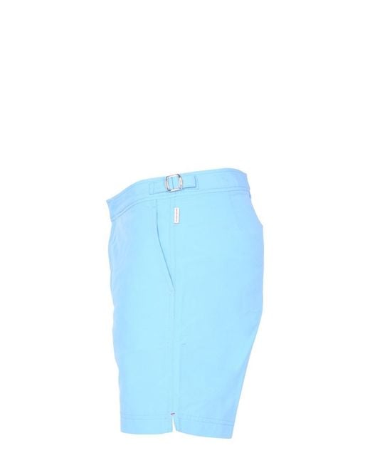 Orlebar Brown Blue Logo-Patch Swim Shorts for men