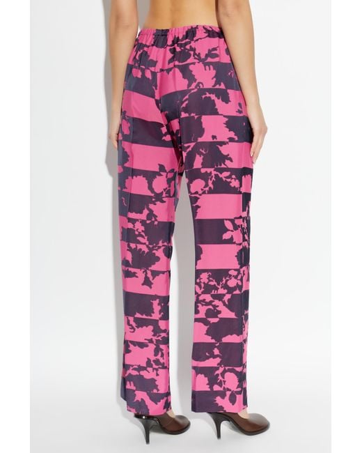 Dries Van Noten Red All Over Print Pants