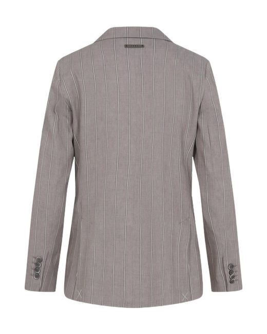 Peserico Gray Striped Double-Breasted Blazer