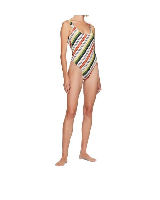 Jean Paul Gaultier Multicolor Diagonal Striped One-Piece Swimsuit