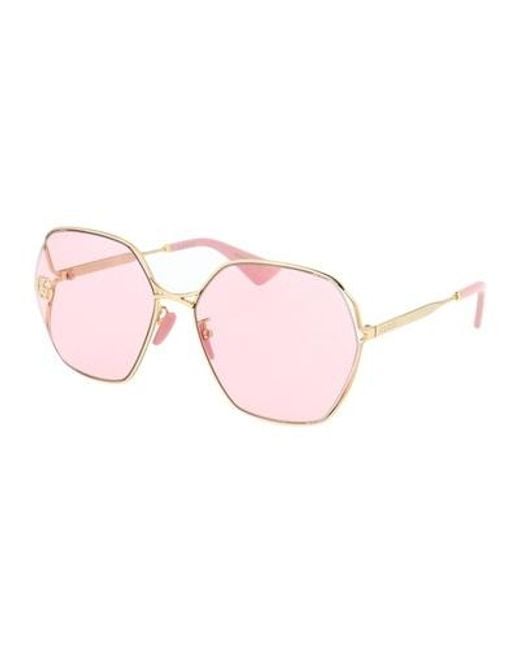 Gucci Pink Eyewear Square Frame Sunglasses
