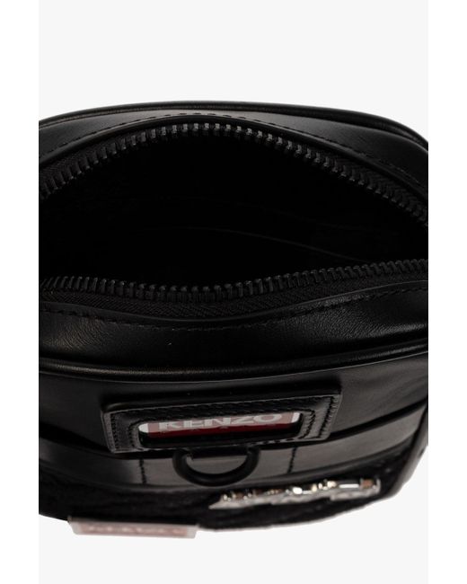 KENZO Black Small Leather Jungle Cross-Body Bag for men