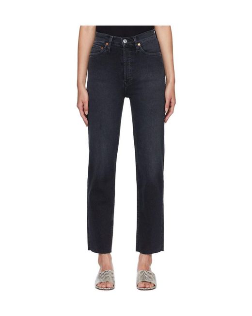 Re/done Black 70S Stove Pipe Jeans