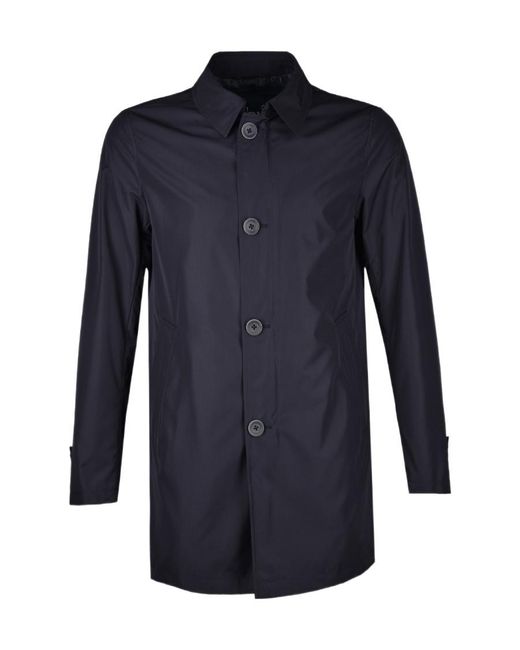 Herno Blue Single-Breasted Buttoned Shirt Coat for men