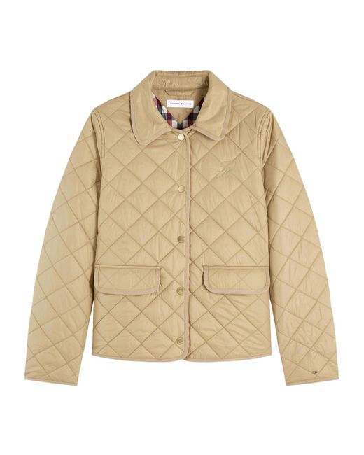 Tommy Hilfiger Natural Quilted Logo-Embroidered Jacket