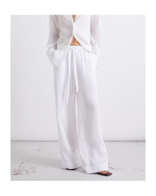 Marella White Pure Linen Trousers