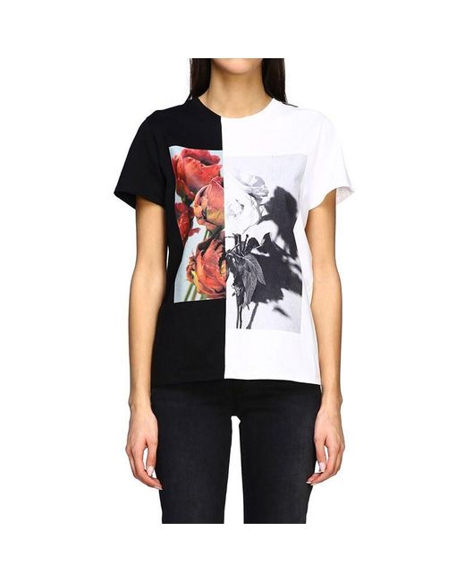 McQueen White Logo Round Collar Short-Sleeved T-Shirt