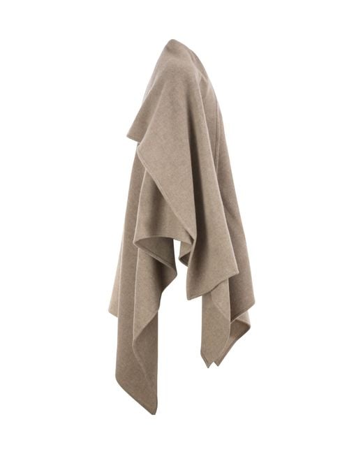 Fabiana Filippi Brown Draped Cape With Jewelry Detail