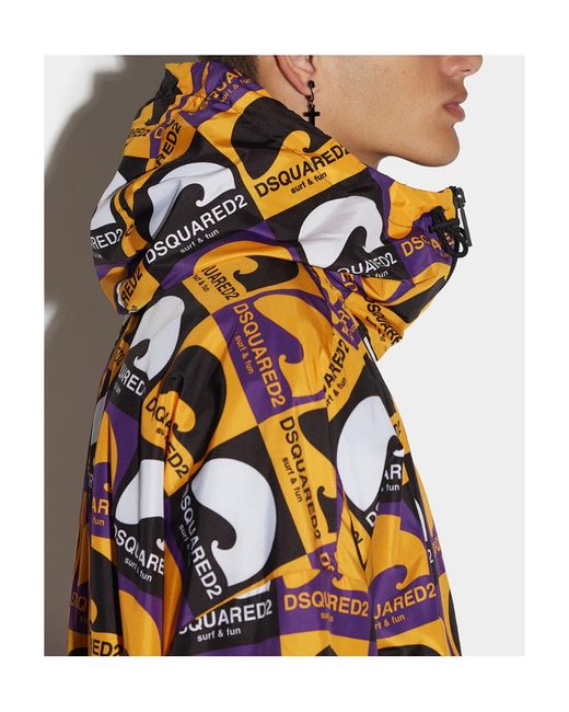 DSquared² Gray All-Over Printed Zip-Up Hooded Jacket for men