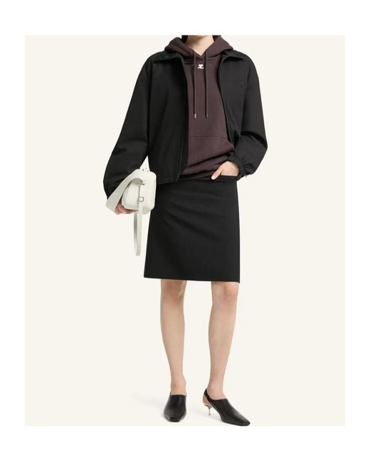 Courreges Black Vinyl-Collar Bomber Jacket