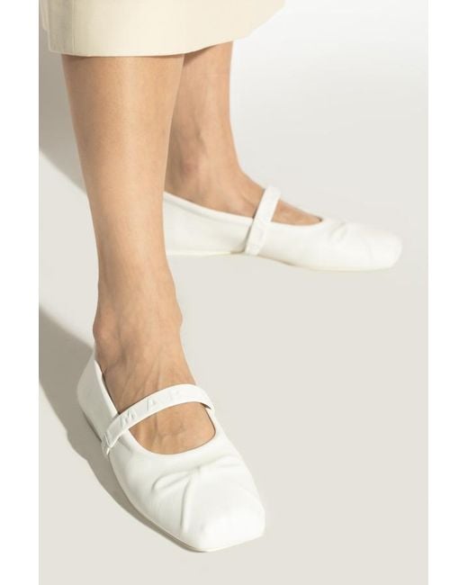 Marni White Logo Embossed Ballet Flats
