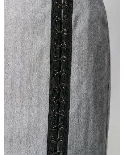 Karl Lagerfeld Gray Hook-Eye Ribbon Detail Skirt