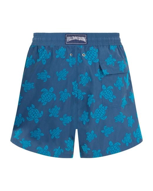 Vilebrequin Blue Moorea Turtle Print Swim Shorts for men