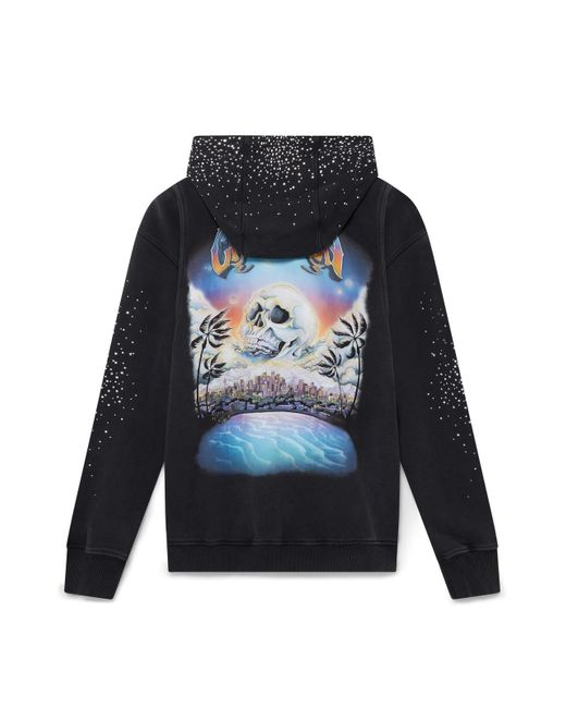 Casablanca Blue La Premonition Hotfix Printed Zipped Hoodie for men