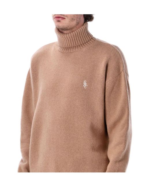 Sporty & Rich Blue Src Logo Embroidered Turtleneck Knitted Jumper