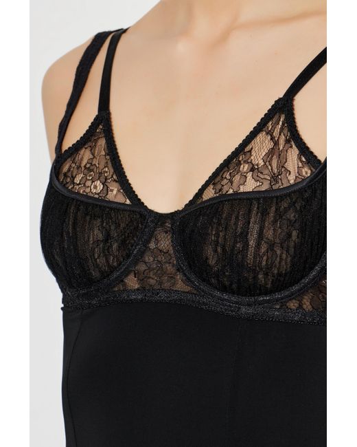 Dolce & Gabbana Black Lace Insert Strap Dress