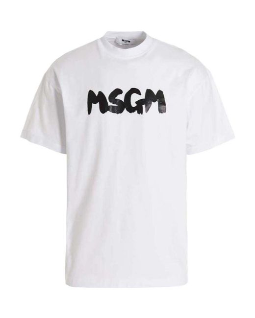 MSGM Logo Print T-shirt White for men