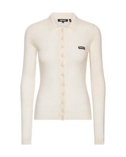 ROTATE BIRGER CHRISTENSEN White Knitted Polo Top