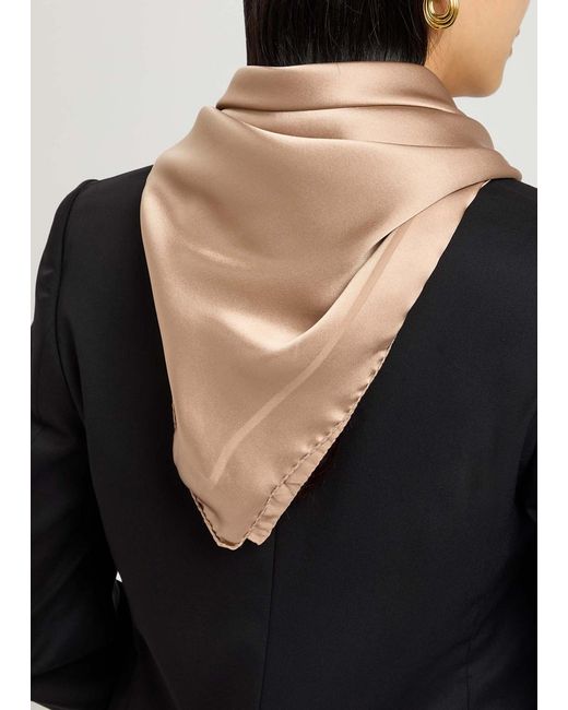 Saint Laurent Natural Logo-Jacquard Silk Scarf
