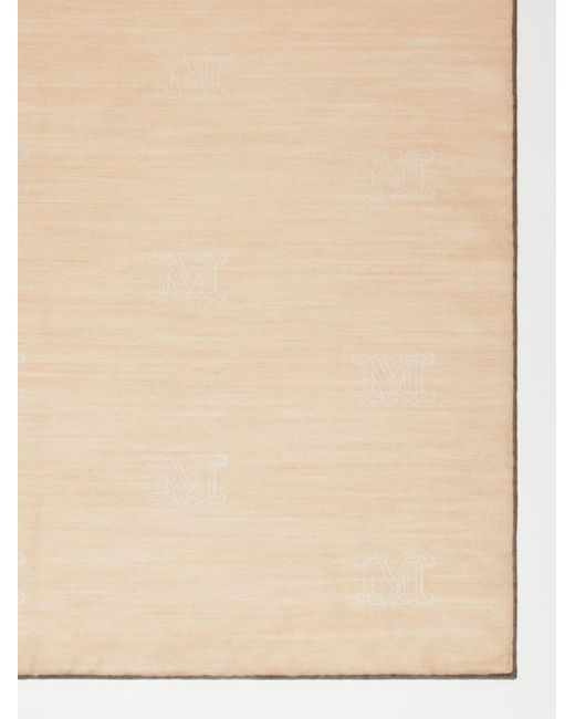 Max Mara Natural Wool, Silk And Cotton Logo Shawl