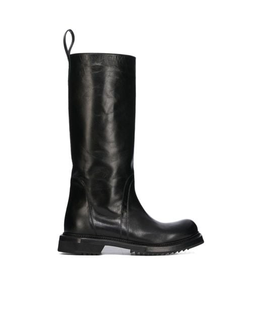 Rick Owens Black Cyclops Leather Knee-High Boots