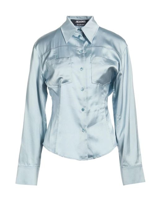 Jacquemus Blue Solid-Colored Satin Shirt