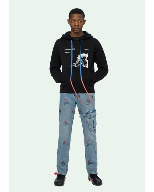 Off-White c/o Virgil Abloh Blue Chen Linong's Ruined Factory Printed Hooded Sweater for men