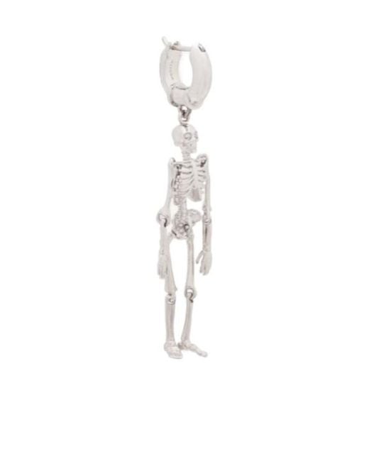 McQueen White Dancing Skeleton Earring for men