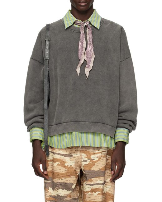 Acne Gray Logo Patch Crewneck Sweatshirt for men