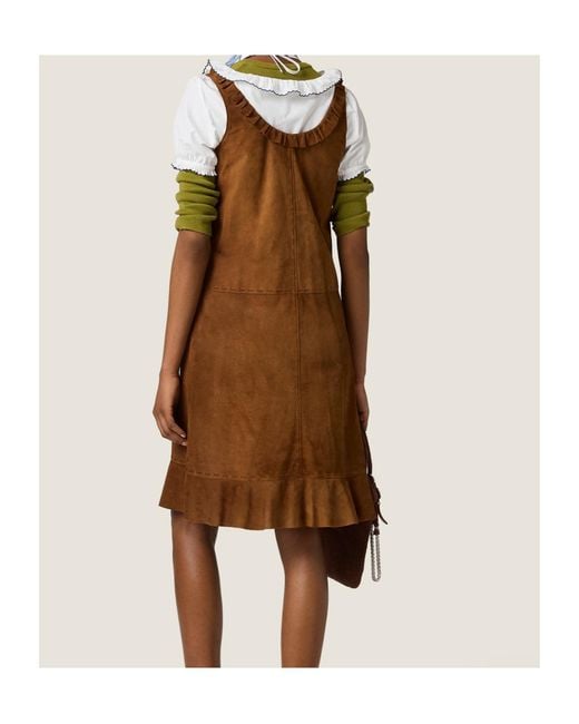 Miu Miu Brown Waxed Suede Dress