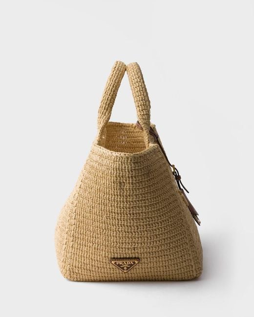 Prada Natural Crochet Large Top Handle Bag