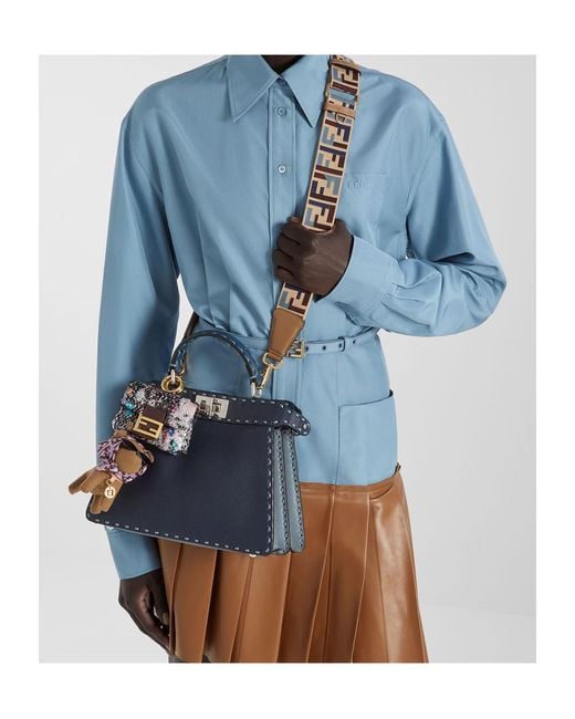 Fendi White Logo-Pattern Shoulder Strap