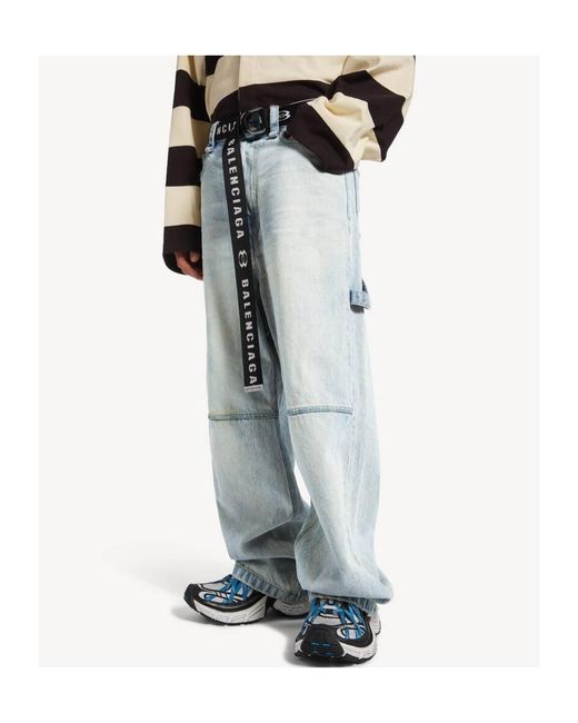 Balenciaga Blue Belted Pants for men