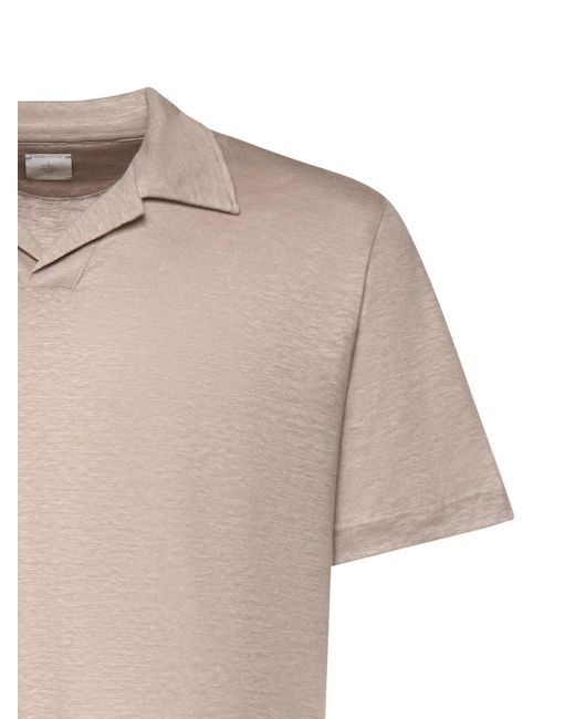 Eleventy Pink Open Collar Linen Polo Shirt for men