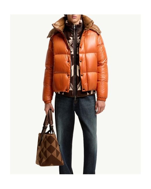 Moncler Orange Parana Hooded Short Down Jacket for men