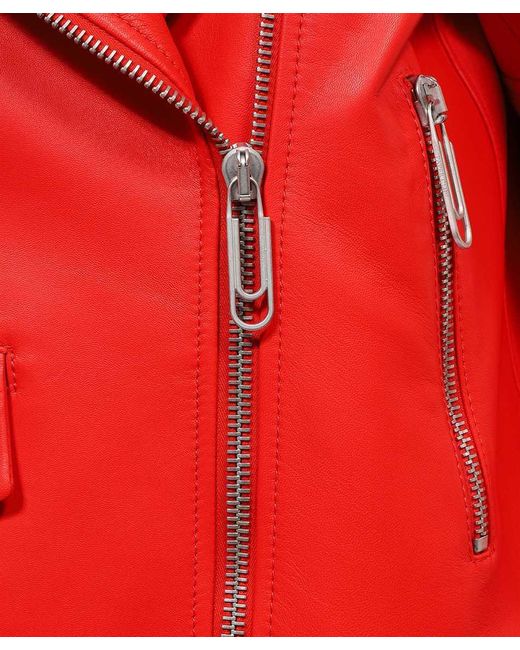 Off-White c/o Virgil Abloh Red Leather Biker Jacket